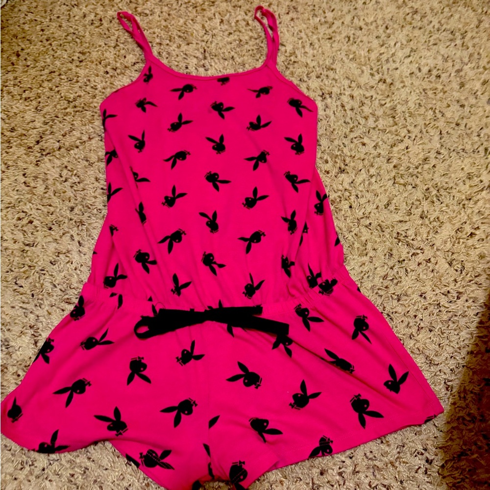 PLAYBOY Pink and Black Sleep Romper